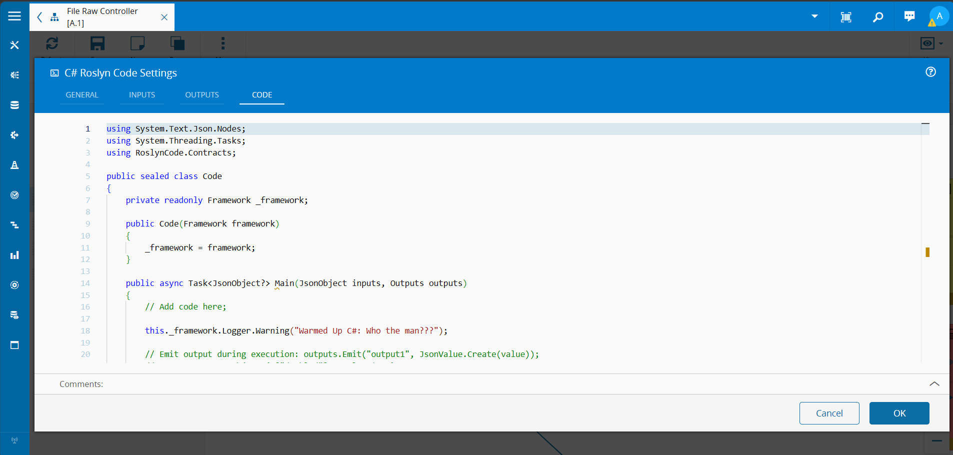 Running C# Code in Connect IoT